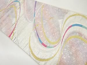 曲線に変わり孔雀模様織出し袋帯